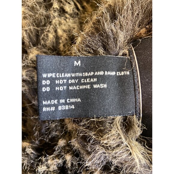 FU DA Faux Fur Vest Women’s M  Brown  Reversible Shaggy Sleeveless Jacket Boho - Picture 5 of 10